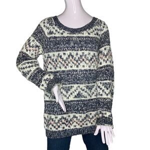Garage Women Crewneck Sweater Size XS/S Chunky Knit Geometric Pattern Re…